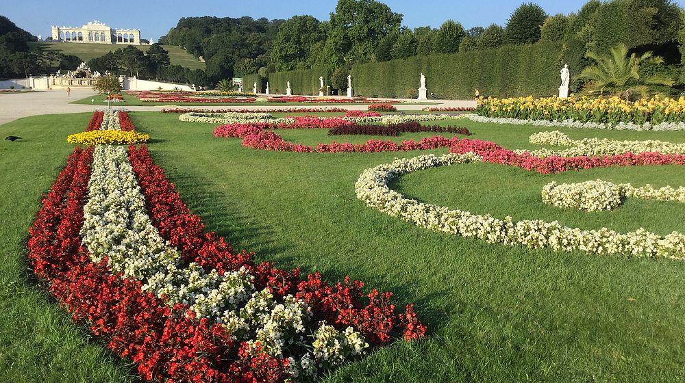 Parkanlage mit Blumenmuster